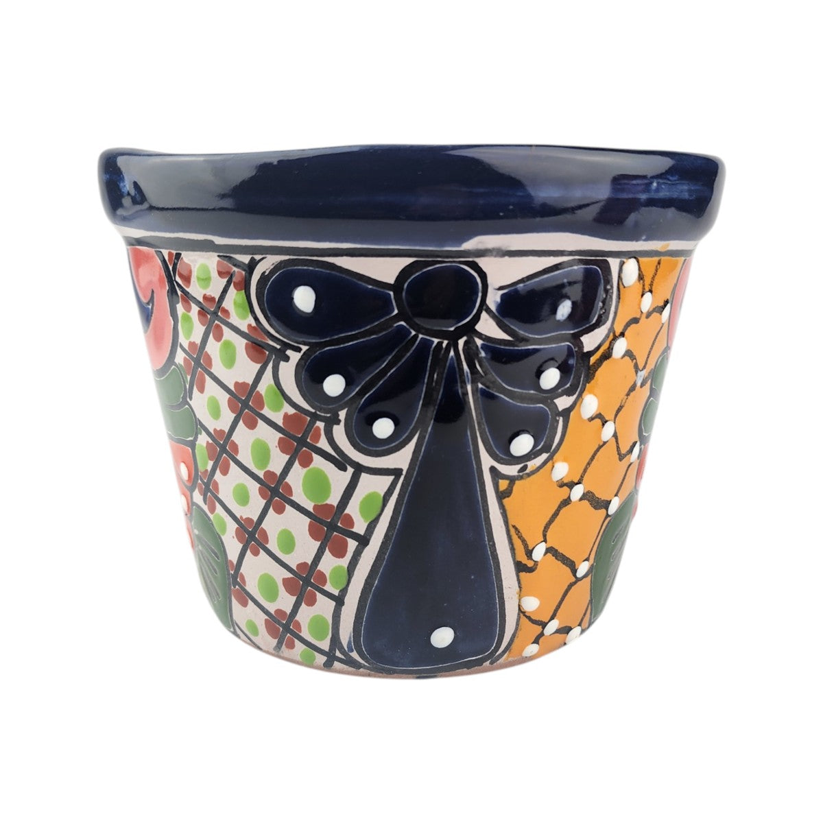 Blue Rim Talavera Ceramic Planter 7" | Indoor & Patio Décor