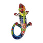 Red 16-inch Talavera-style ceramic iguana with turquoise, yellow, orange, and green patterns on a white background
