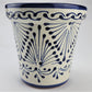 Small Boho Mexican Ceramic Planter – Blue & Cream