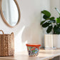 Red Orange Rim Ceramic Planter 6" | Floral Plant Pot