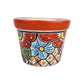 Red orange rim Talavera-style ceramic planter 5-inch hand-painted in Mexico