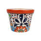 Red orange rim Talavera-style ceramic planter 5-inch hand-painted in Mexico