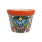 Red orange rim Talavera-style ceramic planter 5-inch hand-painted in Mexico