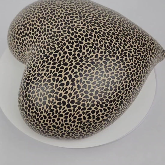 Hand-Painted Puffy Ceramic Heart – Leopard Pattern