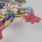 Red & Yellow Mexican Ceramic Frog – Talavera Folk Art Figurine