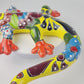 Red & Yellow Talavera Wall Gecko – Mexican Folk Art Lizard