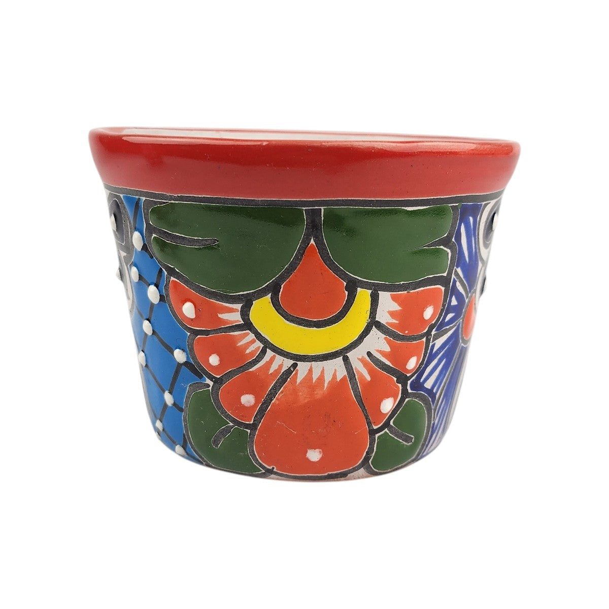 Red Rim Talavera Ceramic Planter 5" | Indoor & Patio Planter