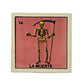 Lotería Tile La Muerte #14 Mexican ceramic folk art tile on white background