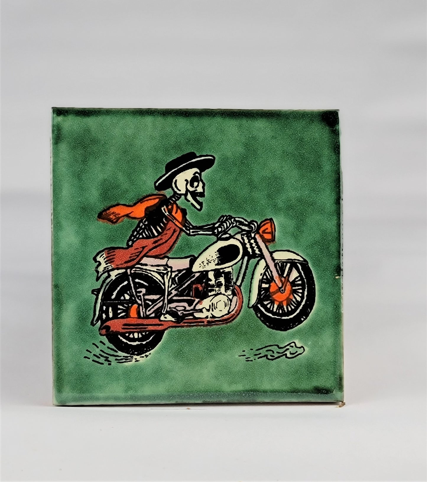 Day of the Dead Mexico Tiles Calabera Bike Drink Coaster