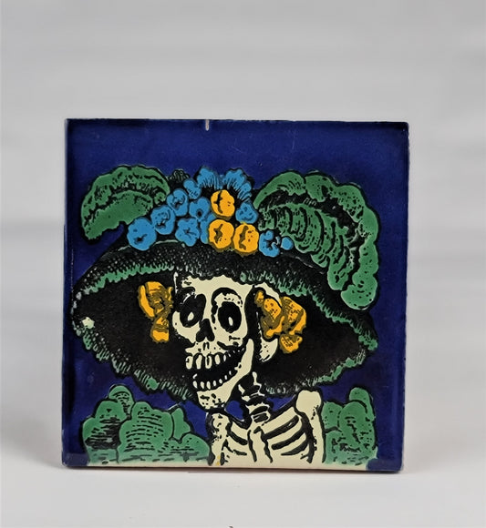Day of the Dead Decorative Tiles Catrina Blue