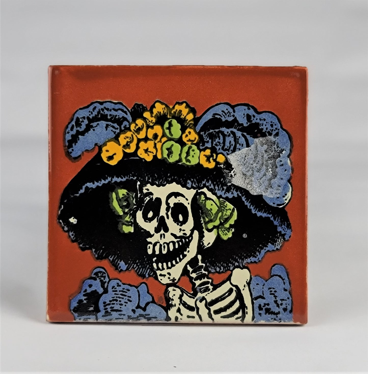 Day of the Dead Decorative Tiles Catrina Red