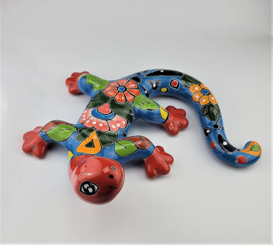 Mexican Gecko Talavera Hand-painted Pottery Mexican Folk Art Garden Deco RSK 8.5"