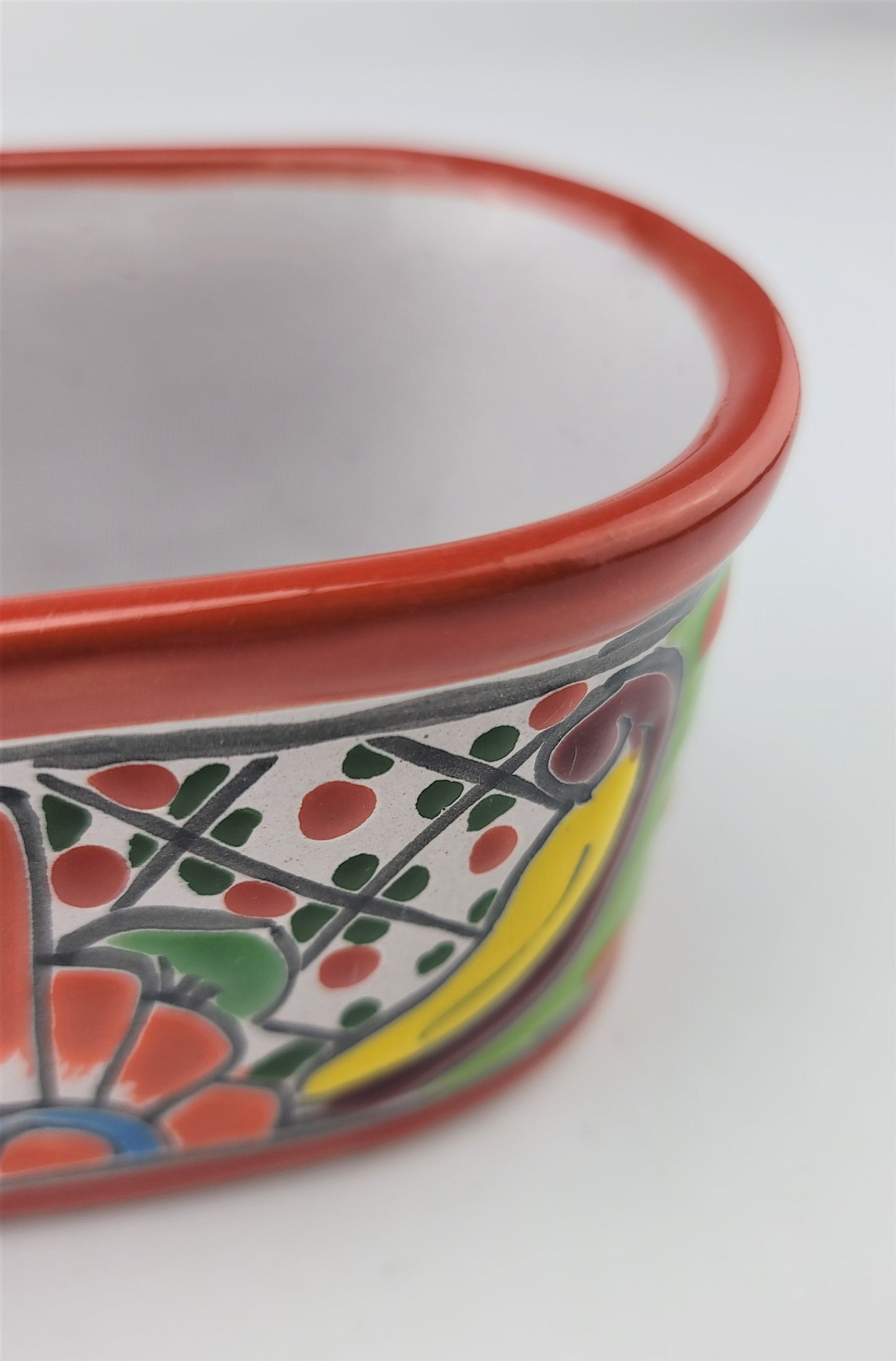 Mexican Pottery Hand-Painted Floral Design Mexico Folk Art