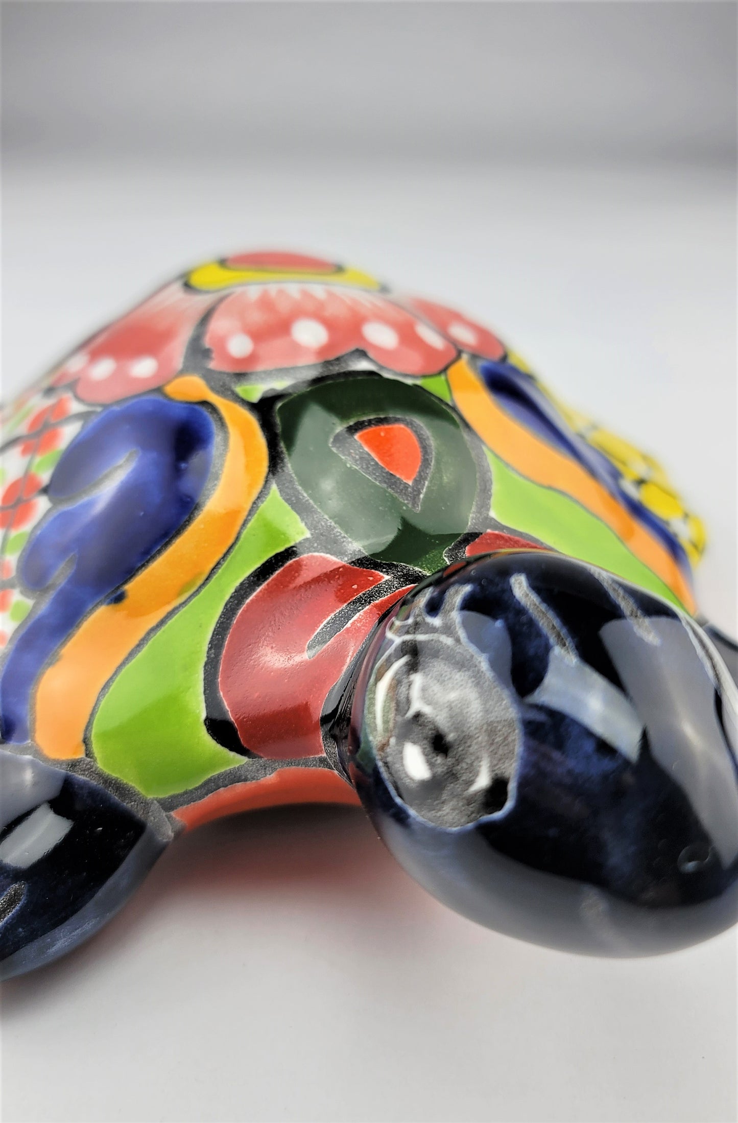 Mexican Talavera Turtle Animal Figure Folk Art Pottery 9.5"