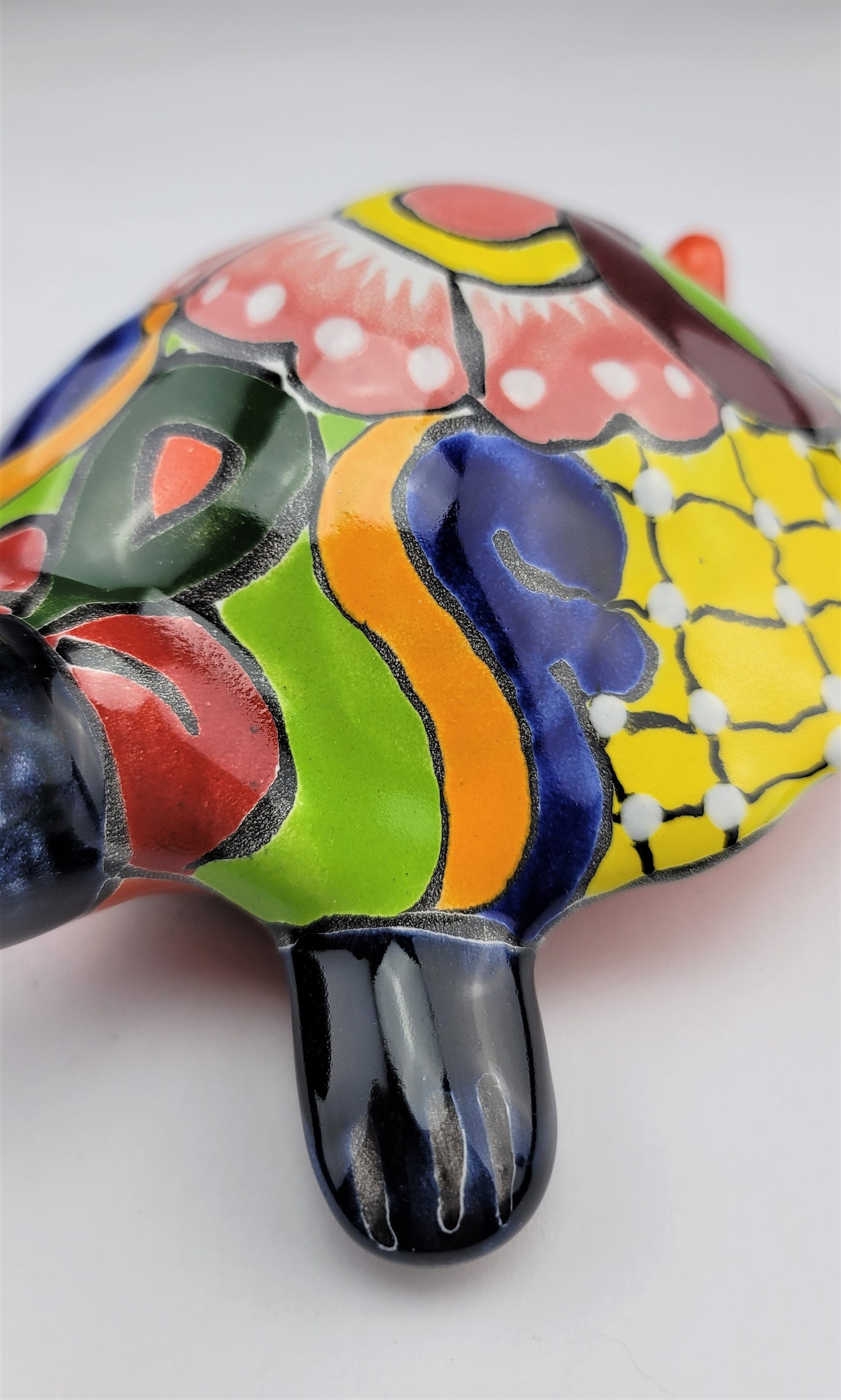 Mexican Talavera Turtle Animal Figure Folk Art Pottery 9.5"