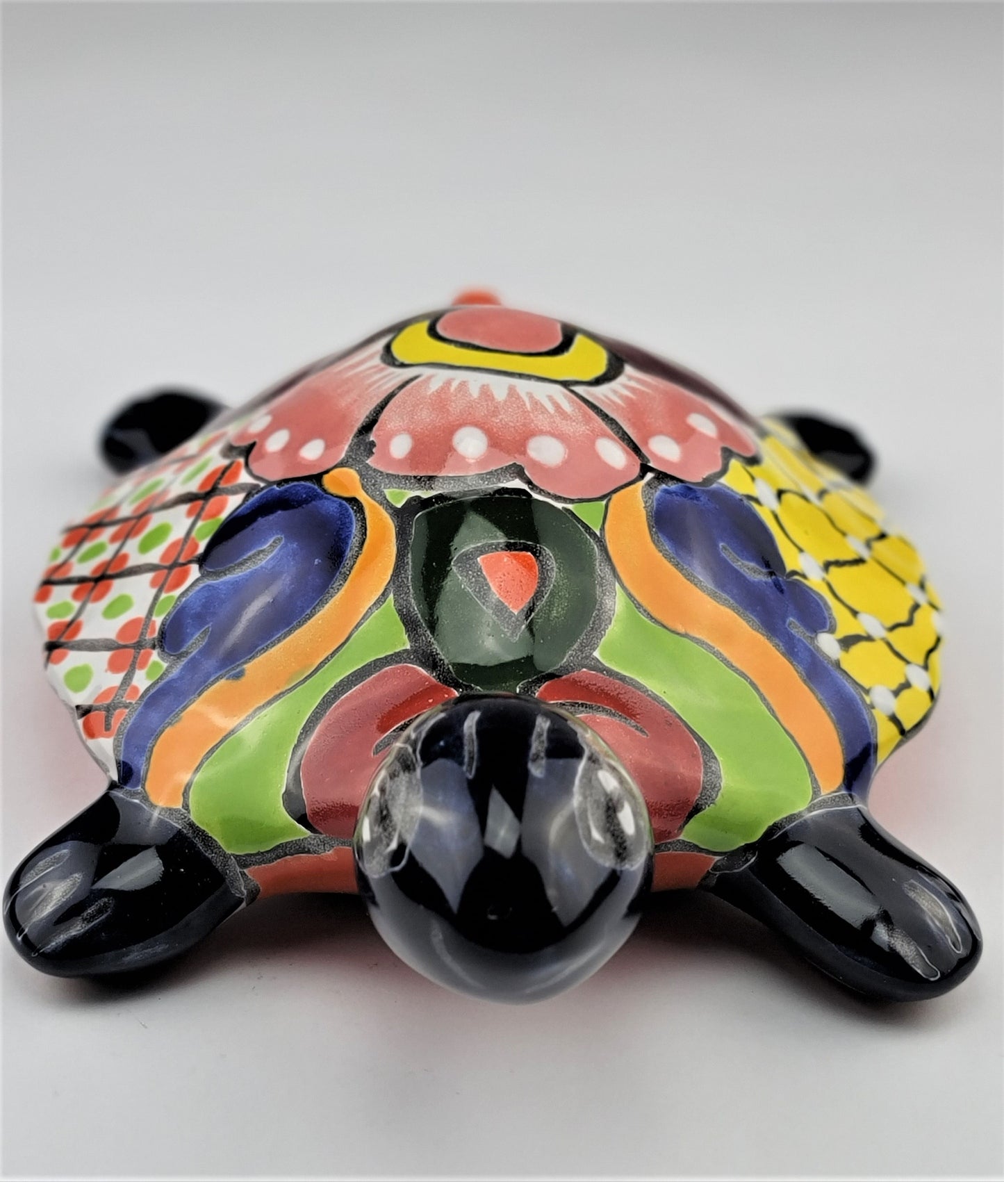 Mexican Talavera Turtle Animal Figure Folk Art Pottery 9.5"