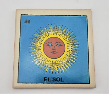 Mexican Lotería Tile – #46 EL SOL Multi-Purpose Drink Coaster