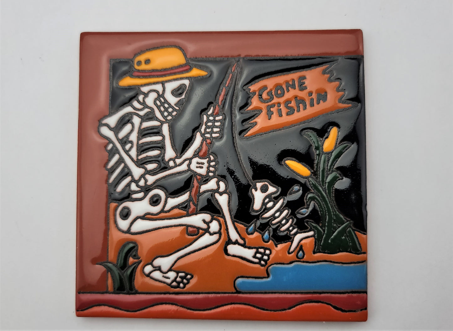 Day of the Dead Decorative Tiles Fishing