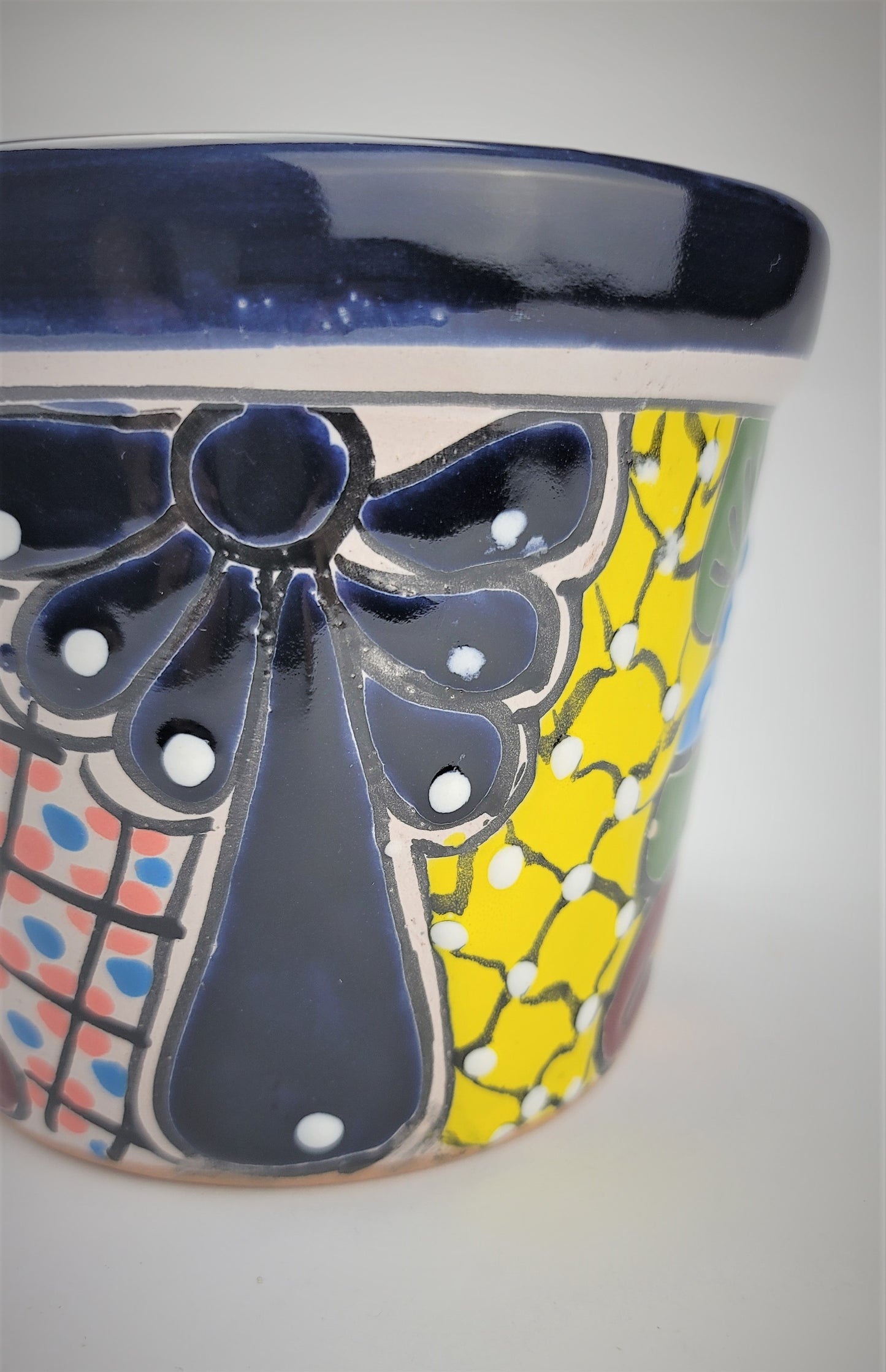 Mexico Pottery Talavera Hand-Painted Flower Pot 6" Blue