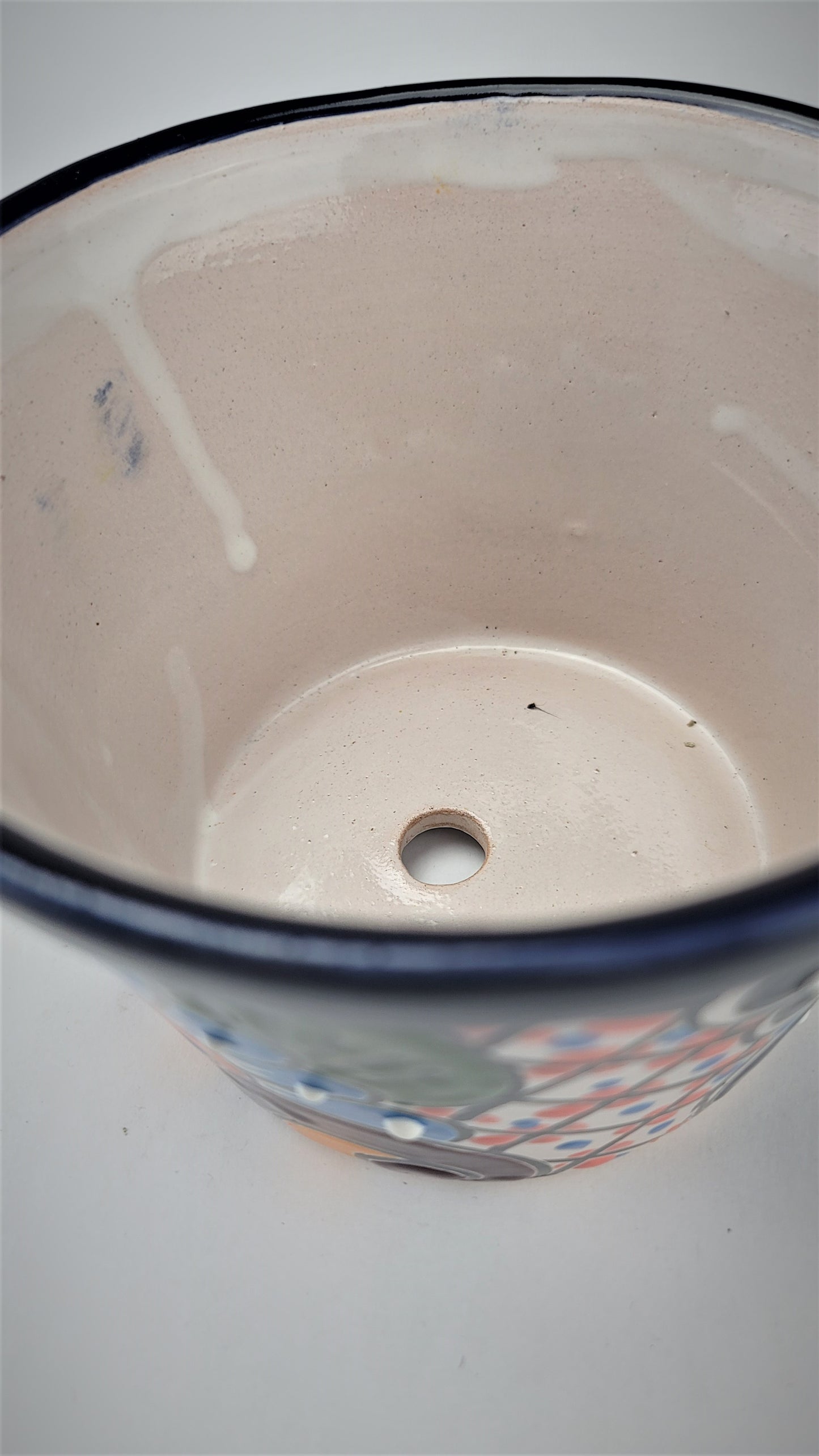 Mexico Pottery Talavera Hand-Painted Flower Pot 5.75" Blue