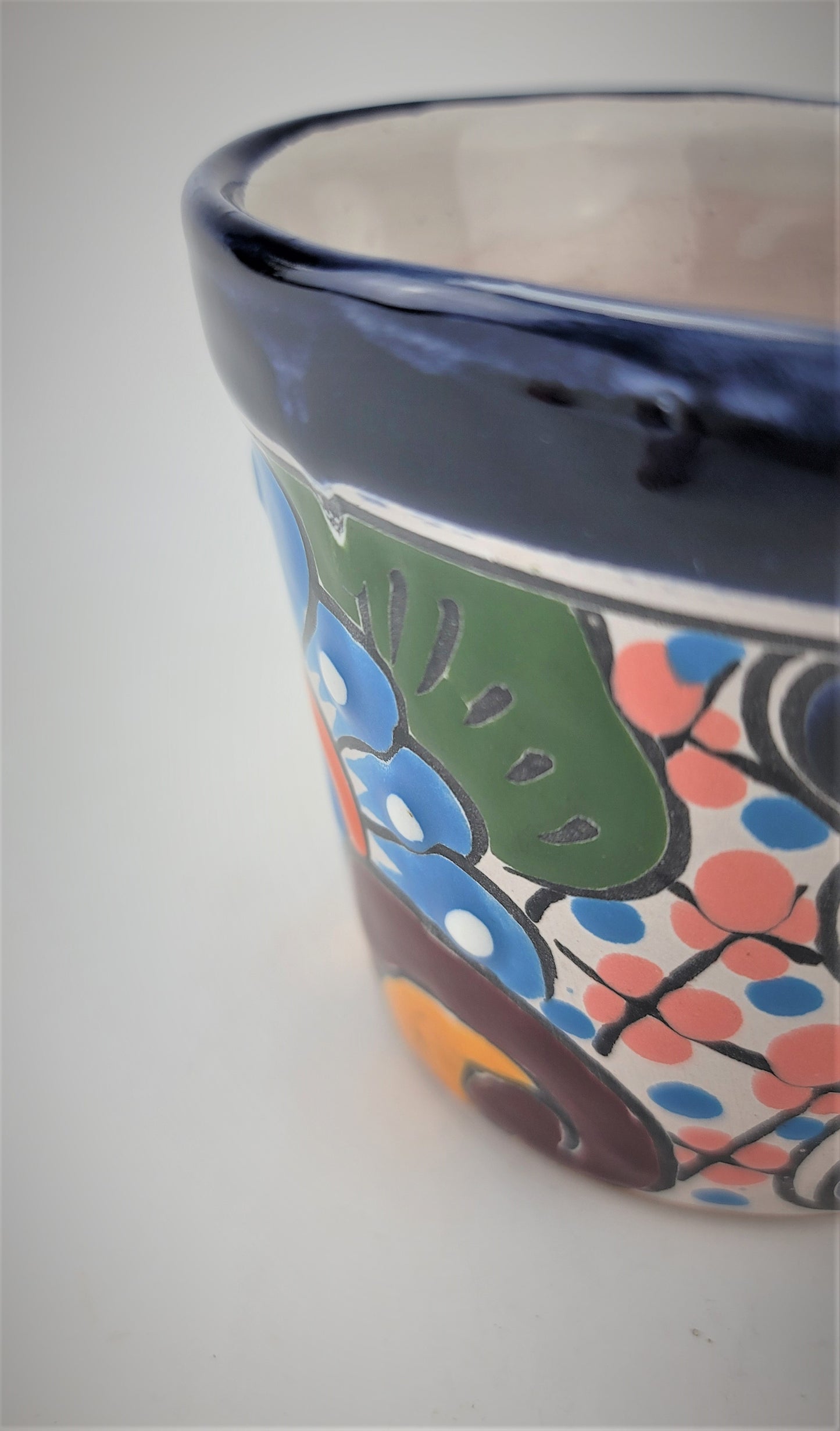 Mexico Pottery Talavera Hand-Painted Flower Pot 5" Blue