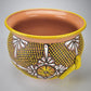 Mexican Pottery Hand-Crafted Floral Design Planter Yellow