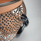 Mexican Pottery Hand-Crafted Floral Design Planter Black