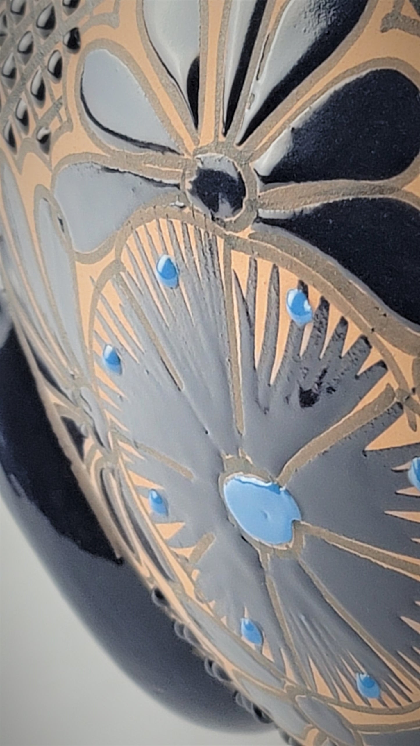 Mexican Pottery Hand-Crafted Floral Design Planter Turquesa