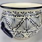 Mexican Pottery Hand-Crafted Floral Design Planter Blue
