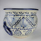 Mexican Pottery Hand-Crafted Floral Design Planter Blue