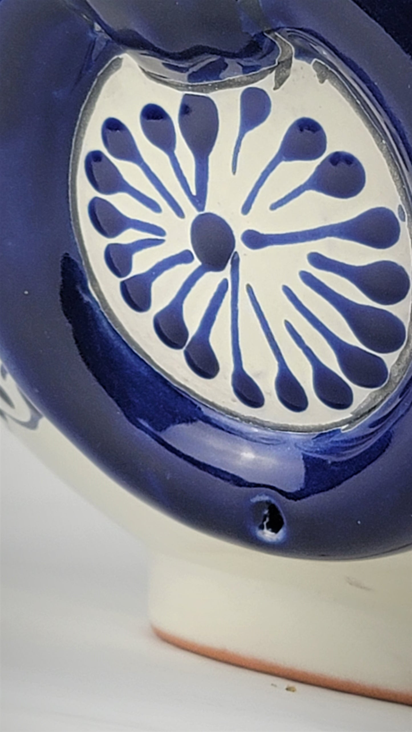 Mexican Pottery Hand-Crafted Floral Design Planter Blue