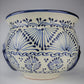 Mexican Pottery Hand-Crafted Floral Design Planter Blue