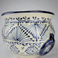 Mexican Pottery Hand-Crafted Floral Design Planter Blue
