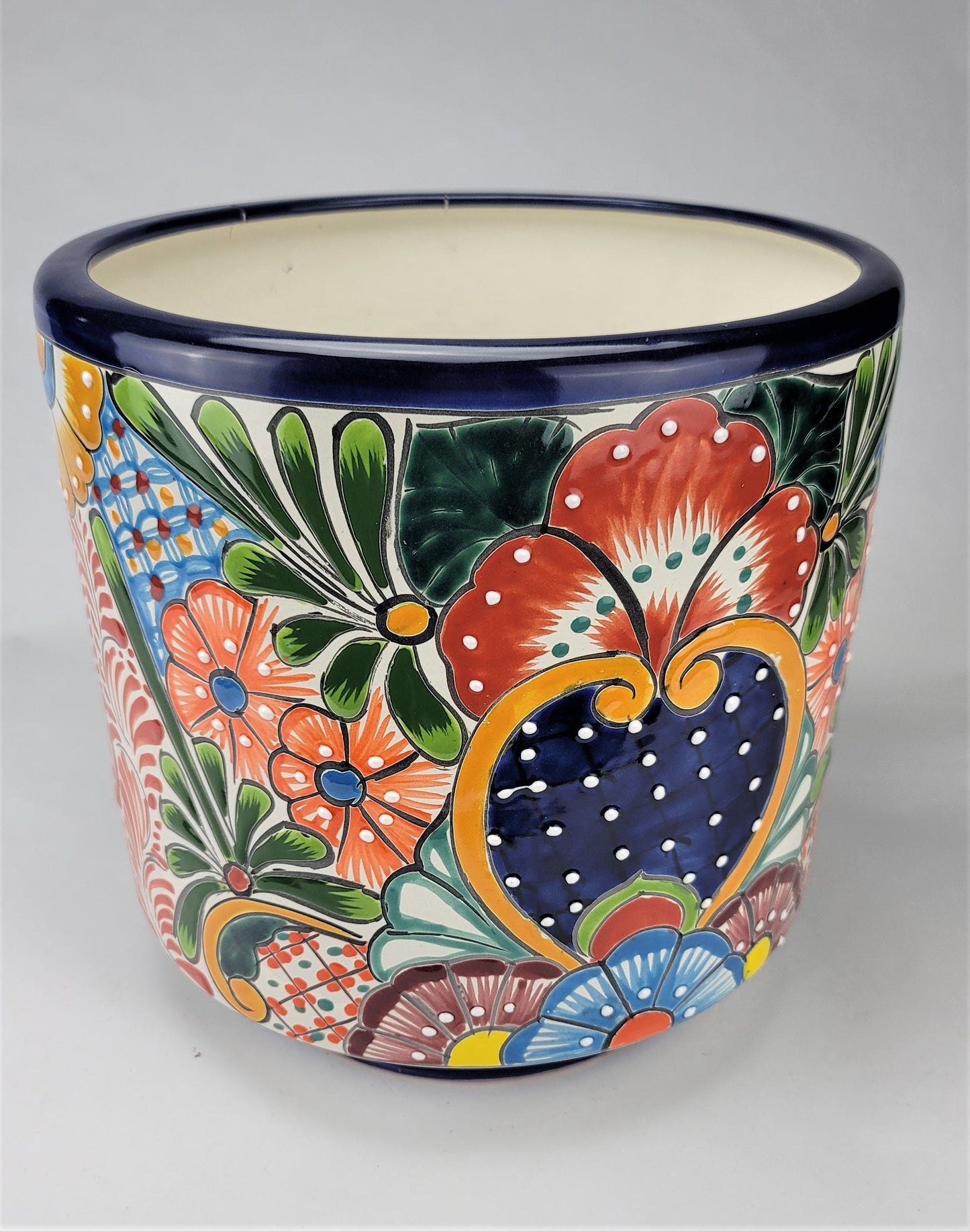 Mexican Pottery Hand-Crafted Floral Design Planter