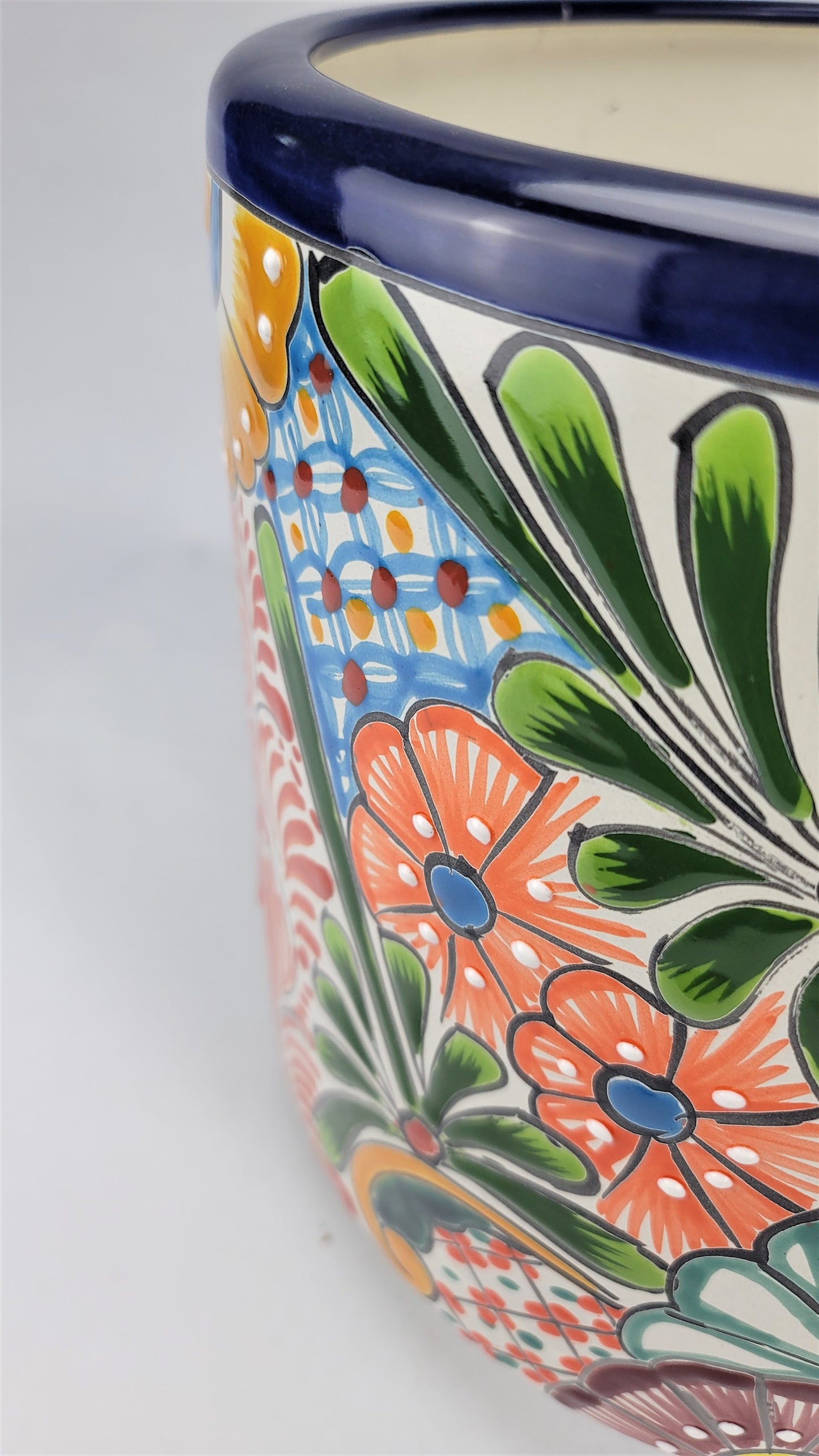 Mexican Pottery Hand-Crafted Floral Design Planter