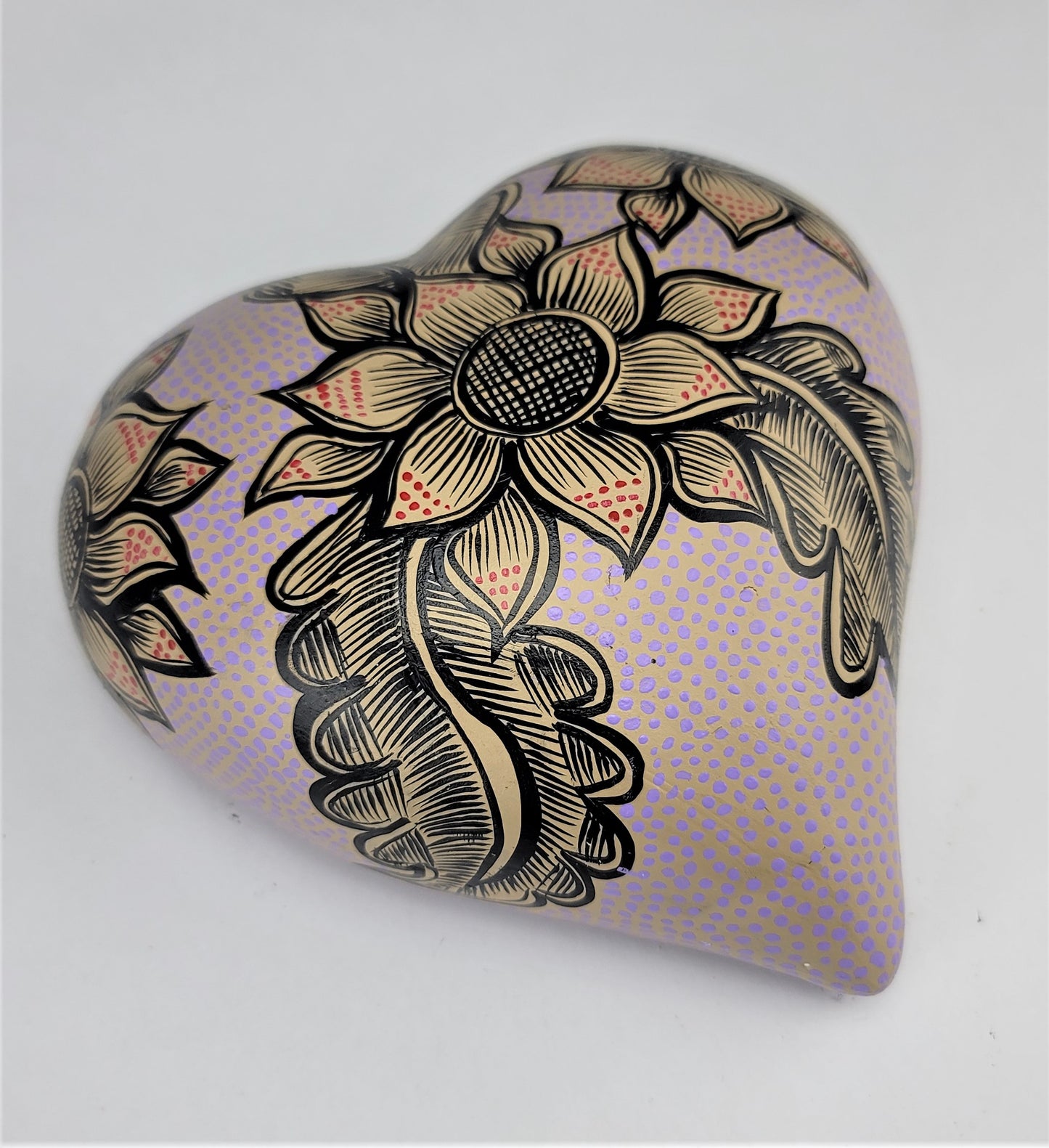 Mexican Pottery Hand-Painted Floral Design Wall Deco Heart
