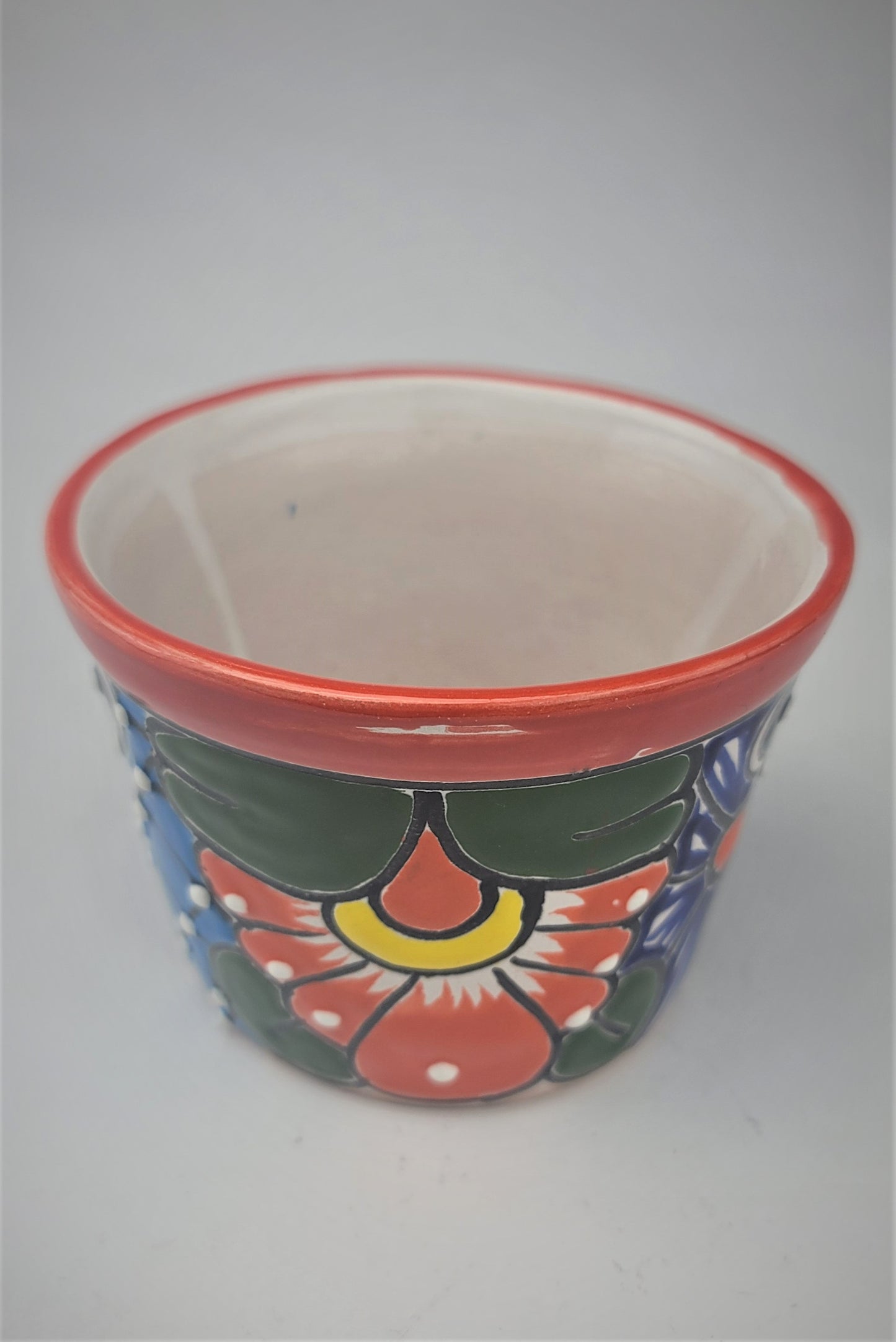 Mexico Pottery Talavera Hand-Painted Flower Pot 5" Red