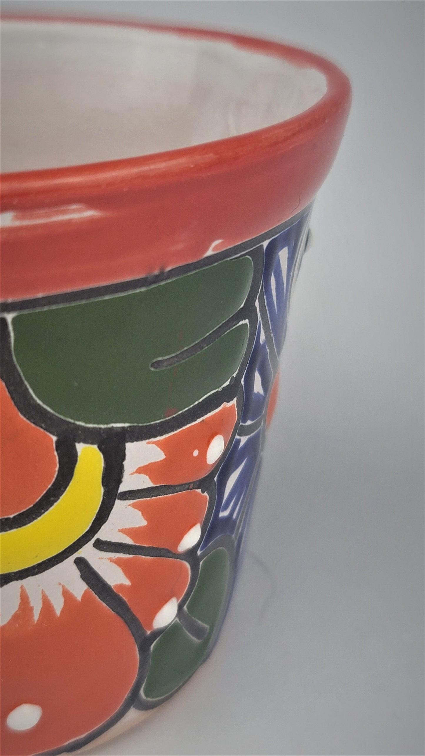 Mexico Pottery Talavera Hand-Painted Flower Pot 5" Red
