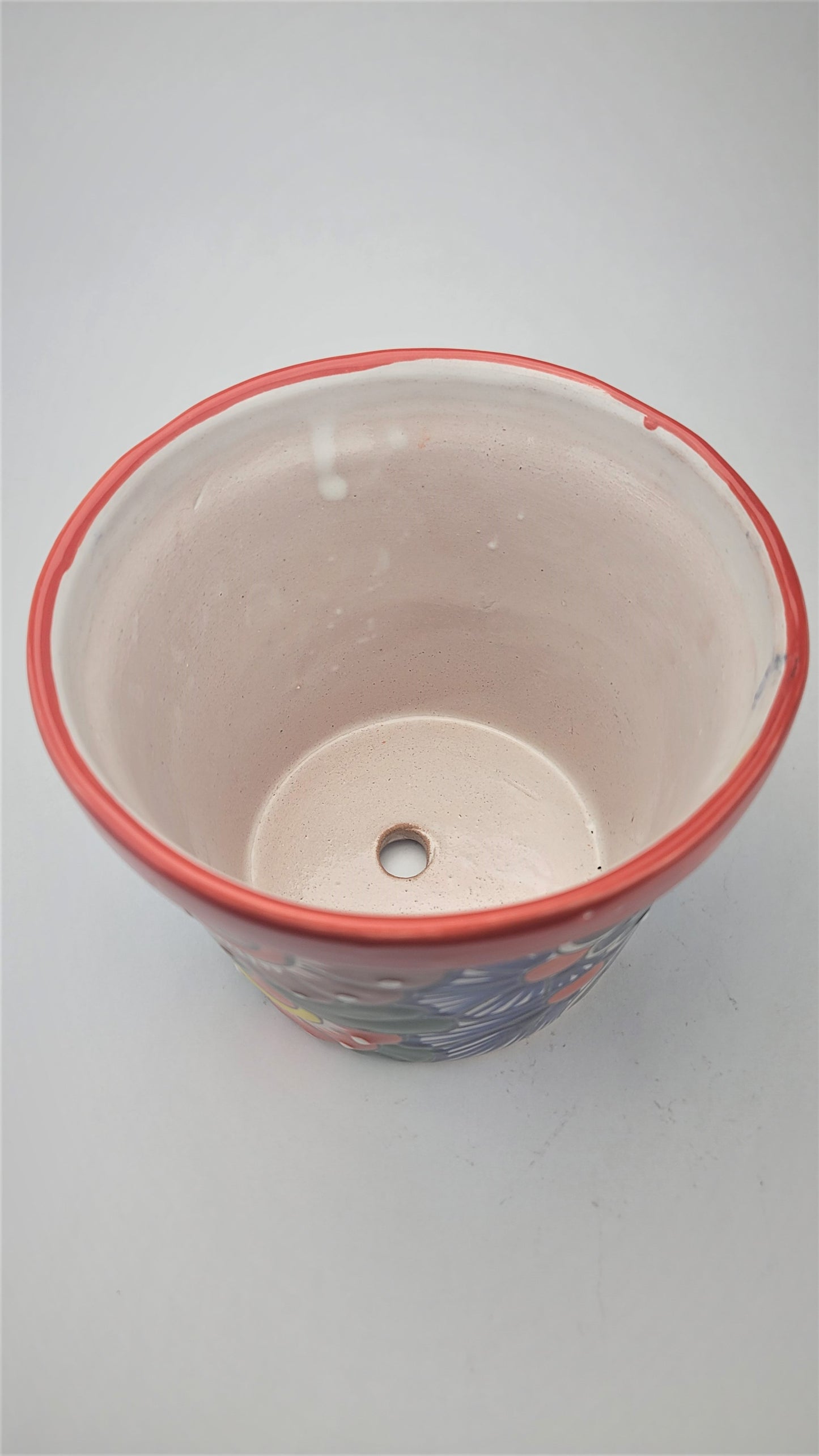 Mexico Pottery Talavera Hand-Painted Flower Pot 6" Red