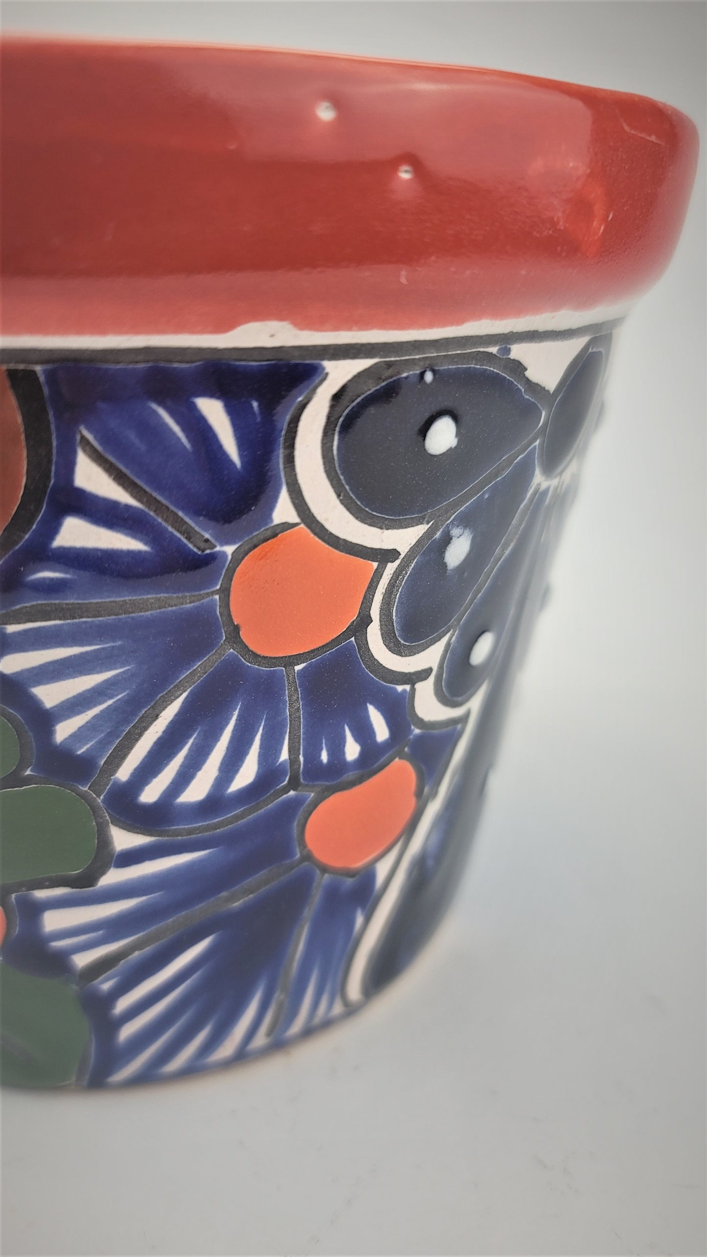 Mexico Pottery Talavera Hand-Painted Flower Pot 6" Red