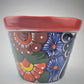 Red Rim Talavera-Style Ceramic Planter 8" | Mexican Flower Pot
