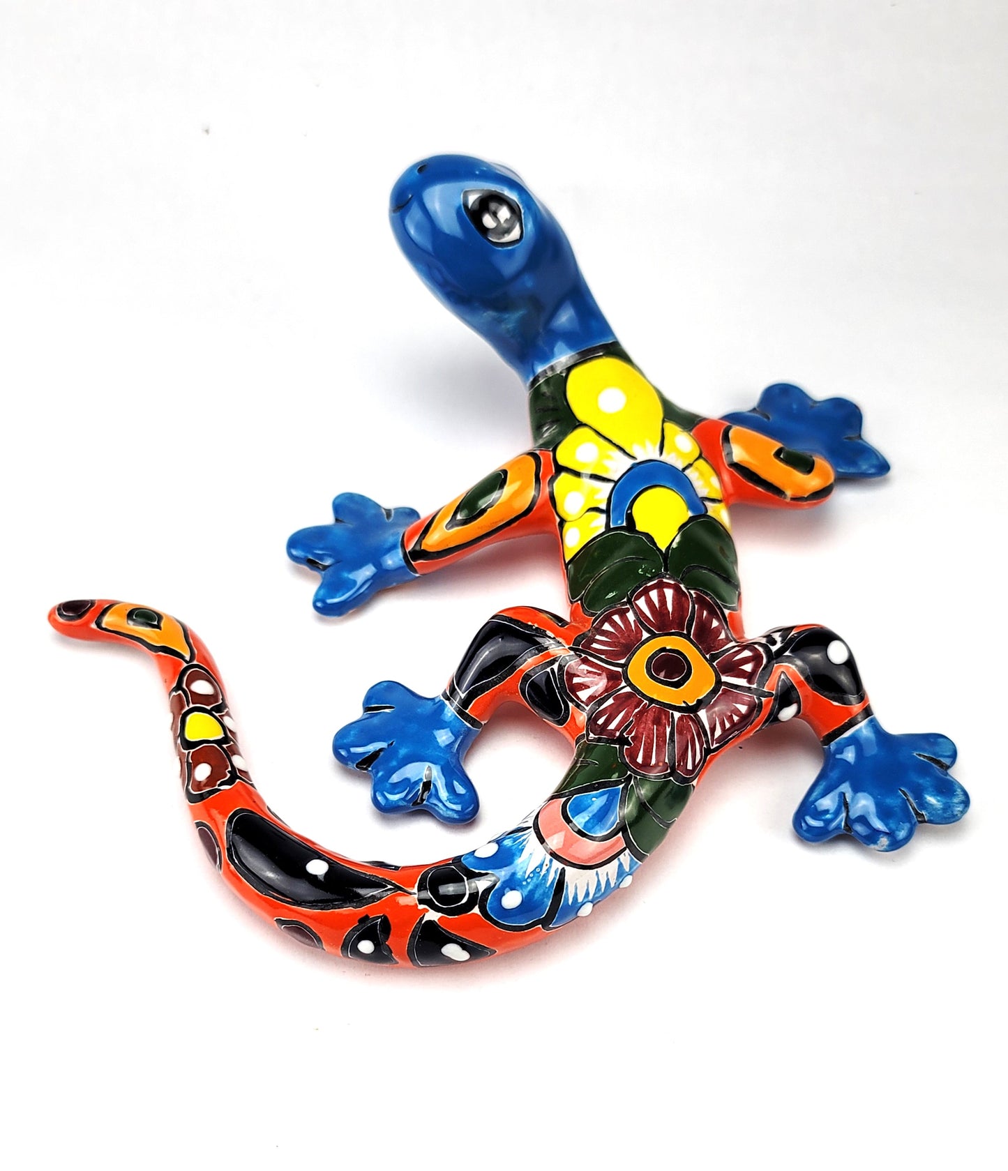 Gecko Talavera Hand-painted Pottery Mexican Folk Art Garden Deco SKR 9"