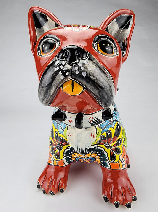 Frenchie Bulldog Hand Painted Talavera Mexican Pottery HEARTRWT