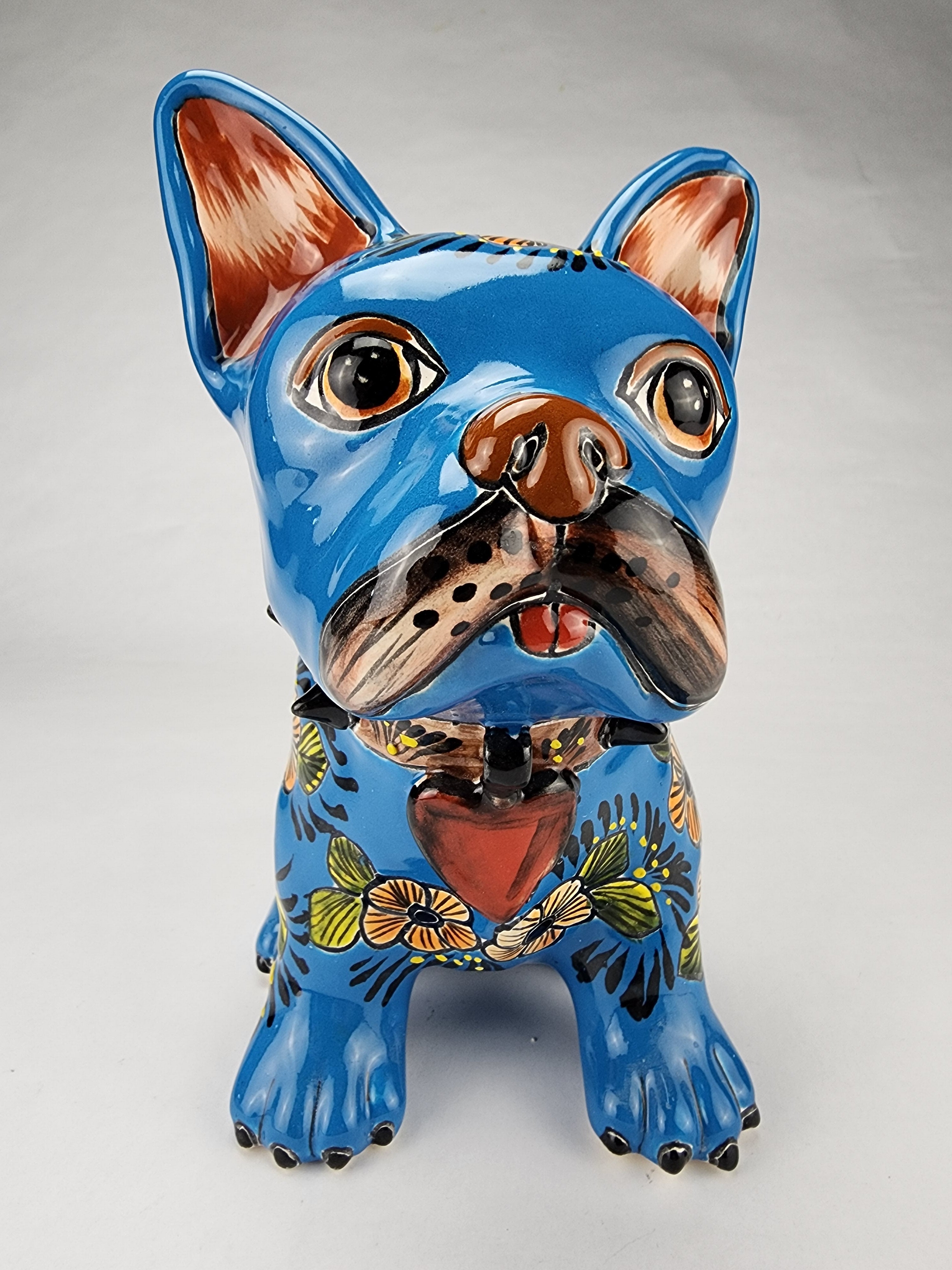 Talavera Frenchie Dog French Bulldog Cute Hand Painted shops Mexican Pottery Height 9