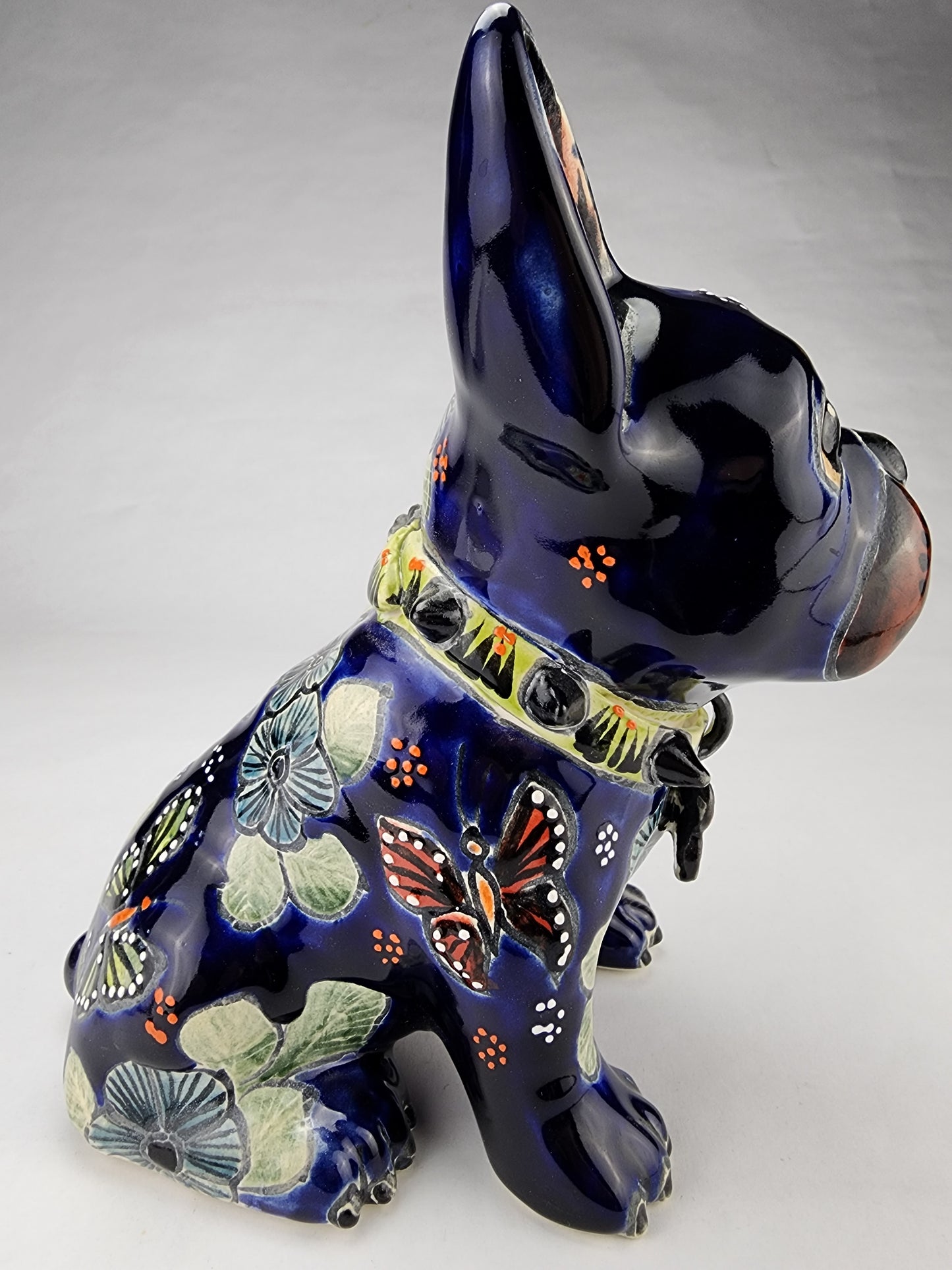 Frenchie Bulldog Hand Painted Talavera Mexican Pottery BR