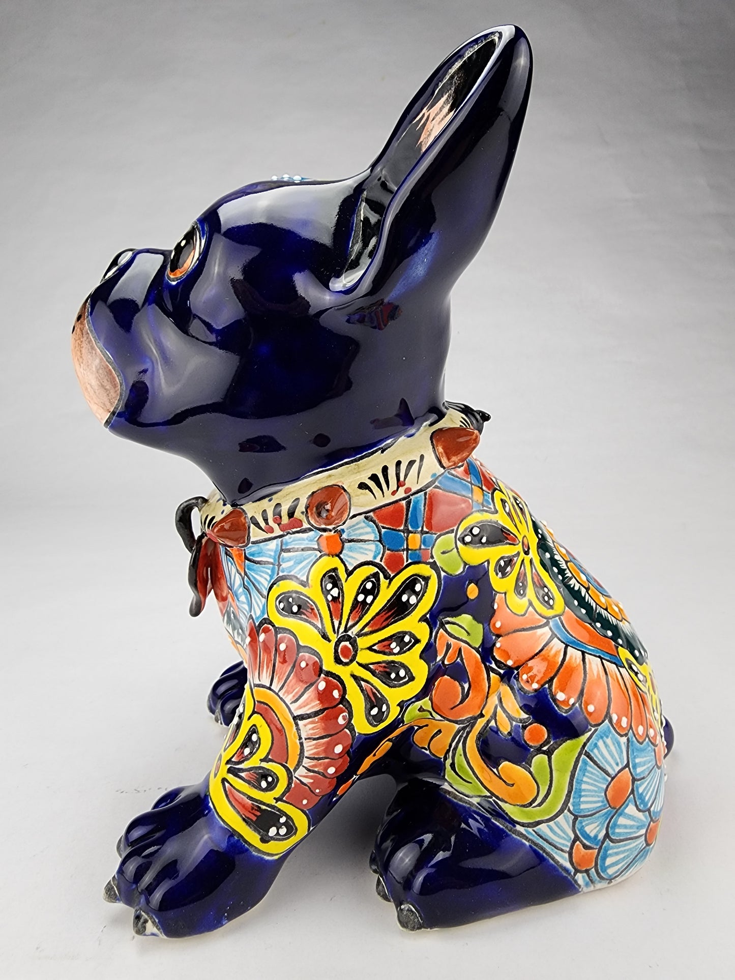 Frenchie Bulldog Hand Painted Talavera Mexican Pottery HEARTBR