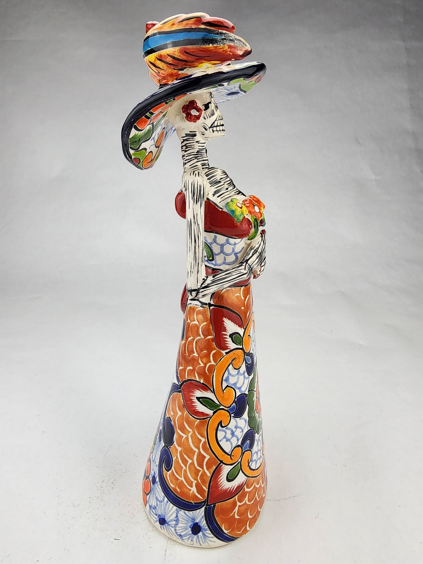 Day of the Dead Mexican Catrina Hand Painted Folk Art OB