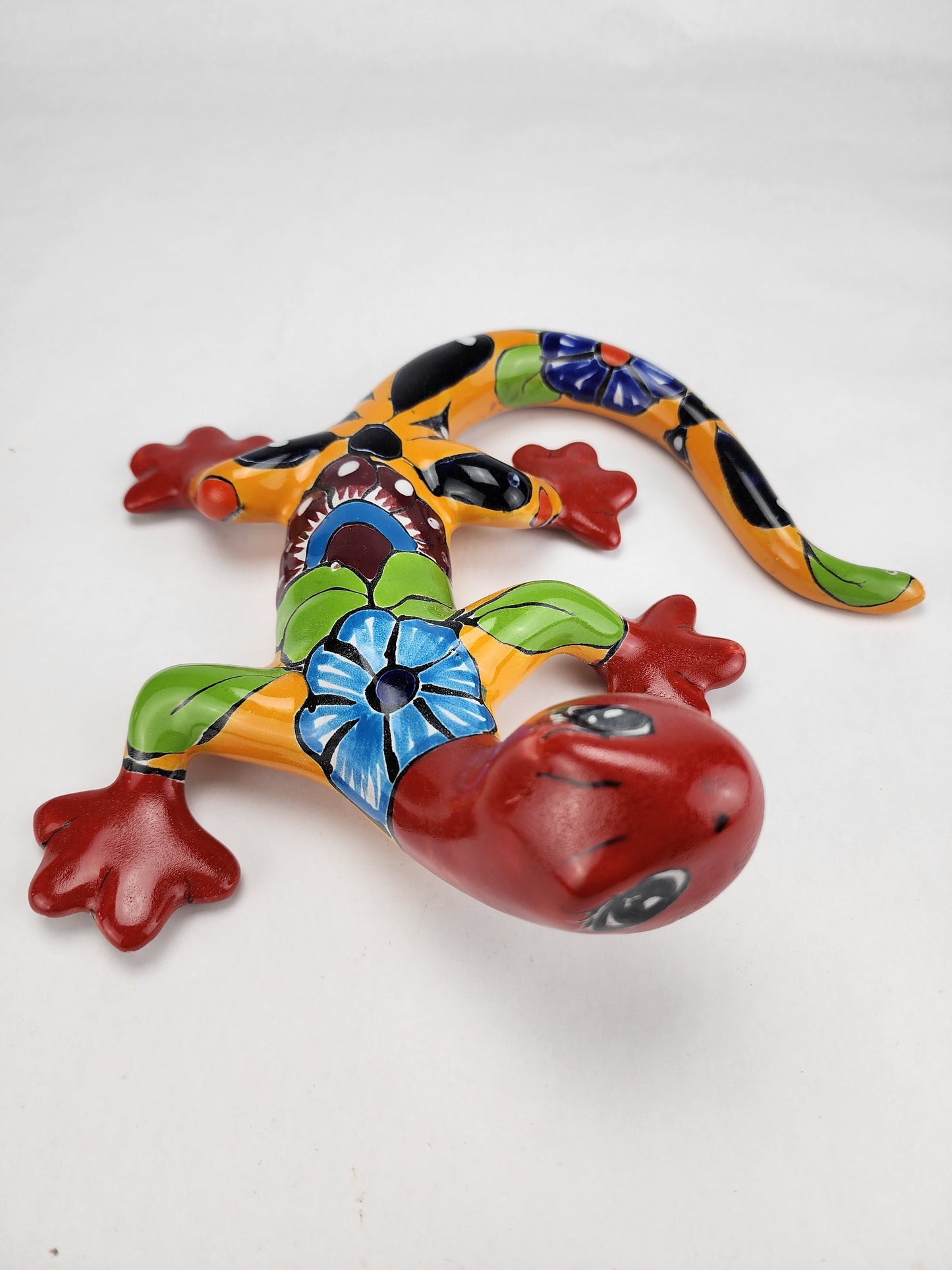 Mexican Gecko Talavera Hand-painted Pottery Mexican Folk Art Garden Deco RG 9"