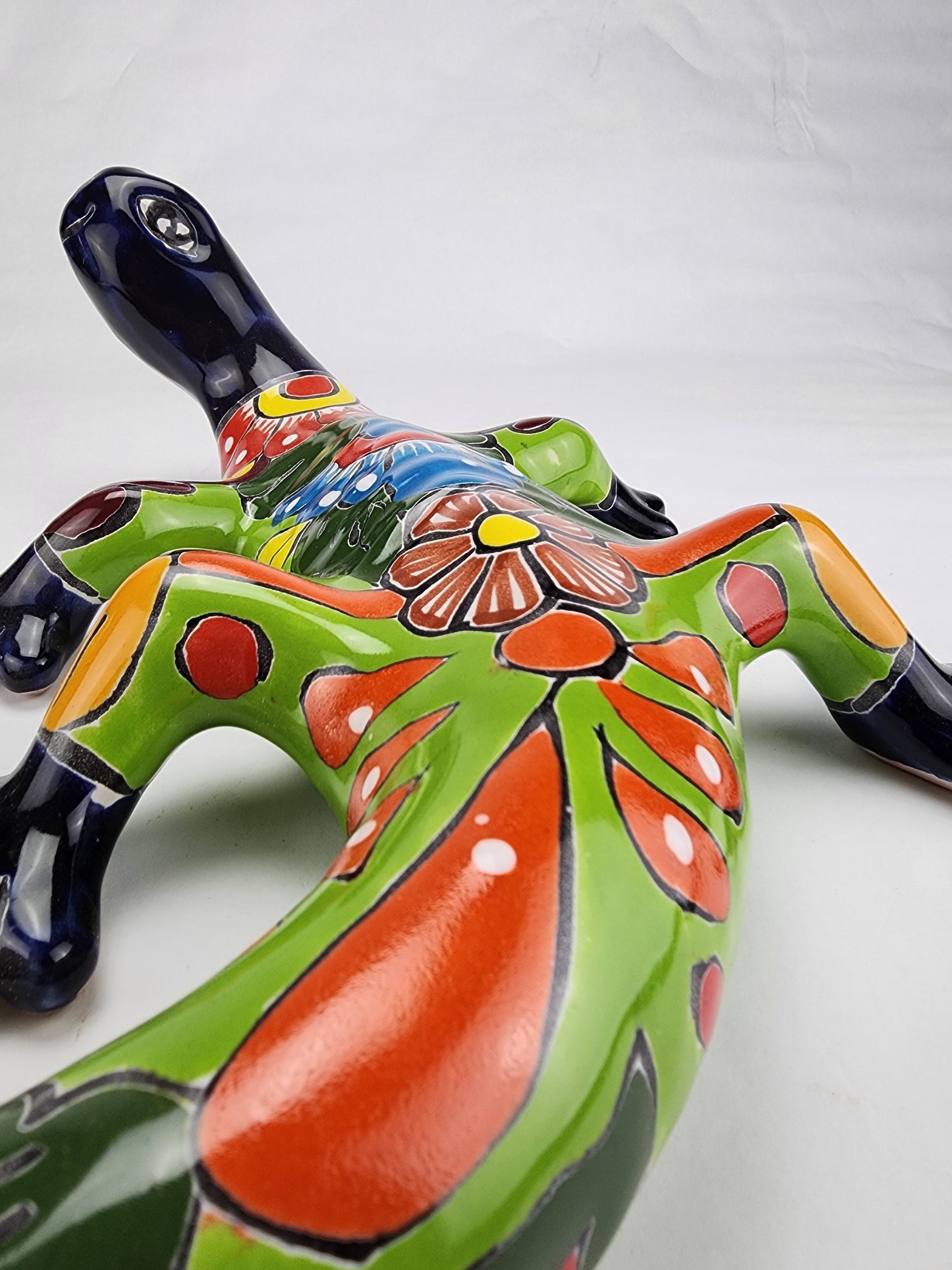 Mexican Gecko Talavera Hand-painted Pottery Mexican Folk Art Garden Deco BG 13.5"