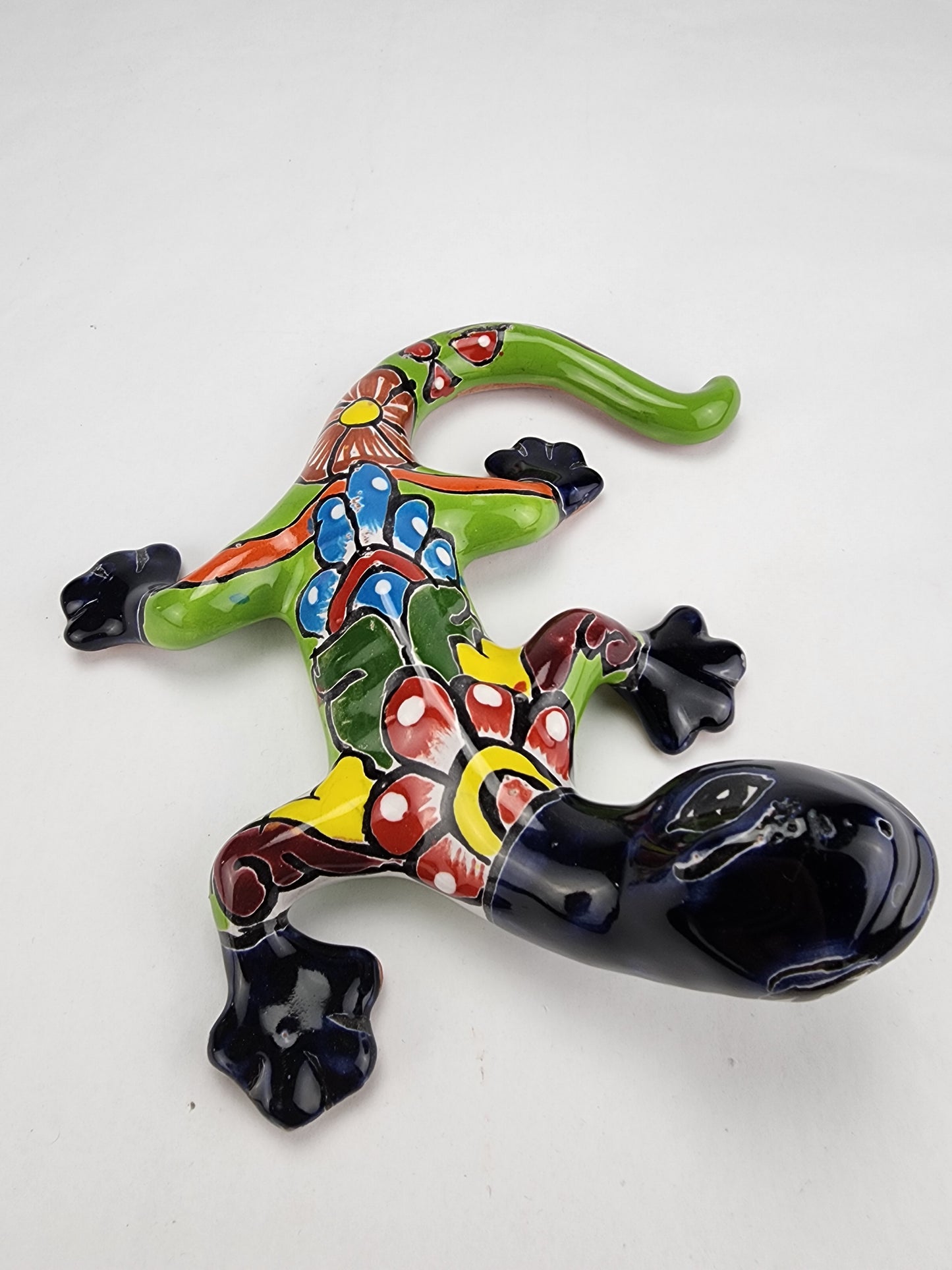 Mexican Gecko Talavera Hand-painted Pottery Mexican Folk Art Garden Deco RG 8.5"